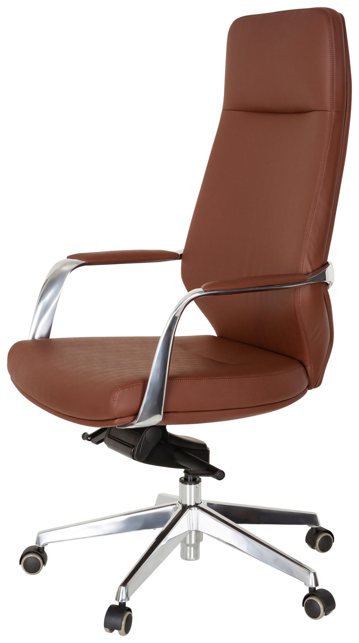 DREHSTUHL  in Lederlook Braun  - Silberfarben/Braun, Basics, Kunststoff/Textil (63/133/65cm) - MID.YOU
