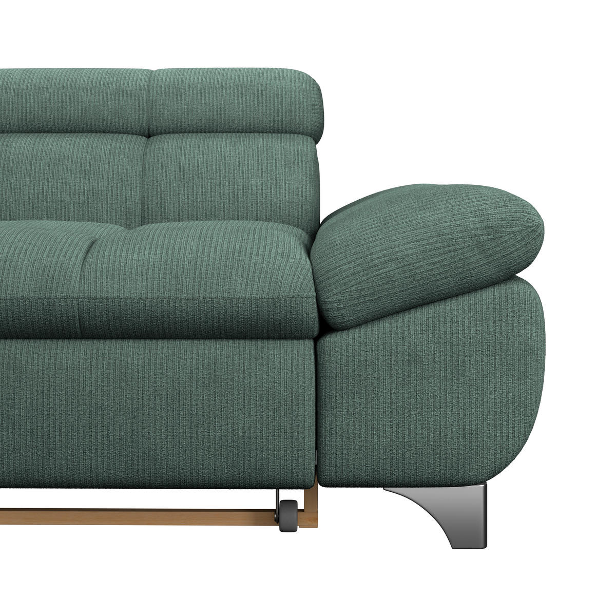 ECKSOFA Dunkelgrün Chenille  - Chromfarben/Dunkelgrün, KONVENTIONELL, Textil/Metall (234/312cm) - Livetastic