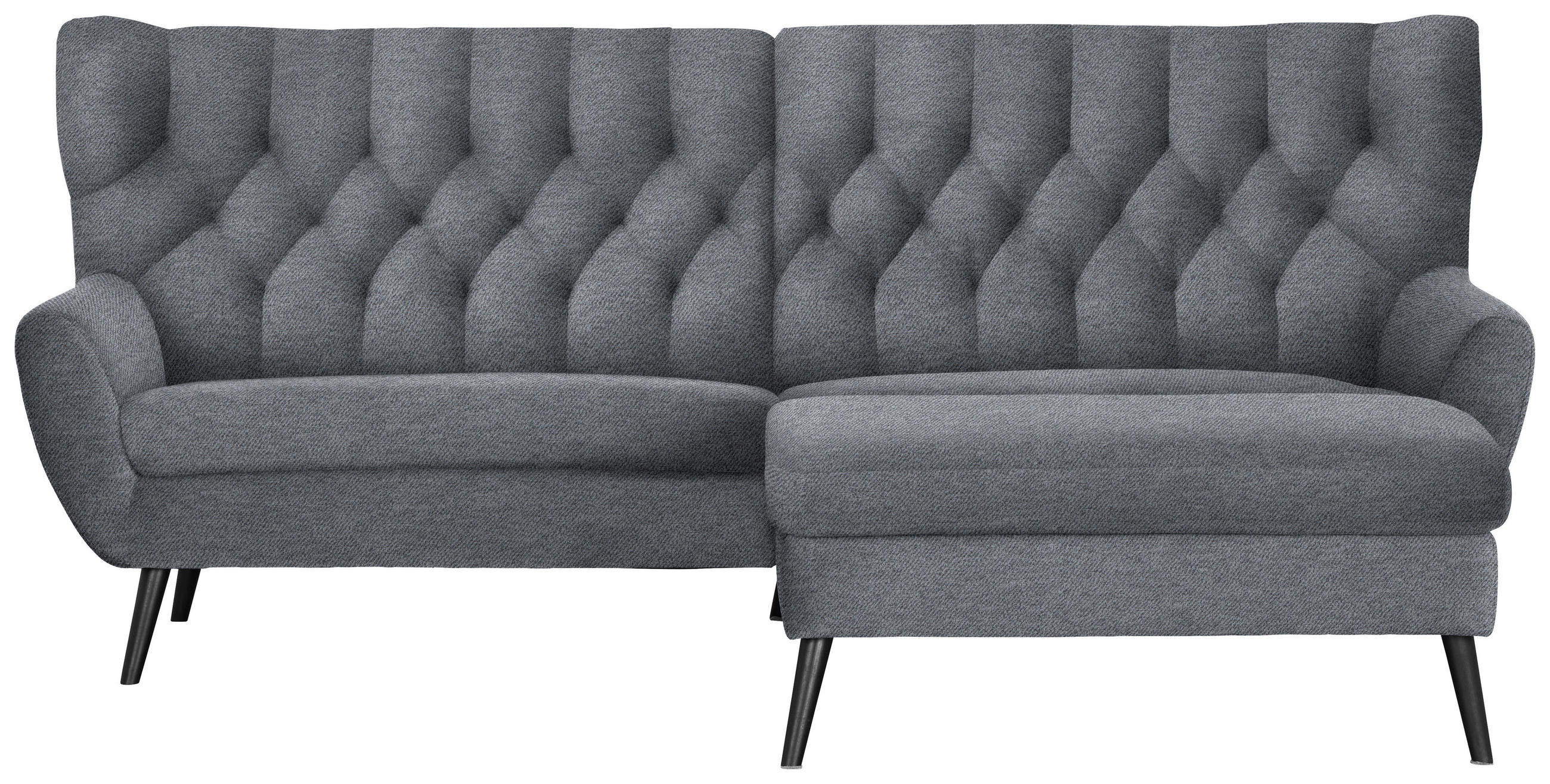 ECKSOFA in Mikrofaser Grau 237/165 cm - Schwarz/Grau, Design, Holz/Textil (237/165cm) - Stylife