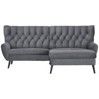 ECKSOFA Mikrofaser Grau  - Schwarz/Grau, Design, Holz/Textil (237/165cm) - Stylife