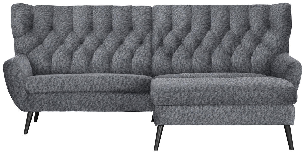 ECKSOFA Mikrofaser Grau  - Schwarz/Grau, Design, Holz/Textil (237/165cm) - Stylife