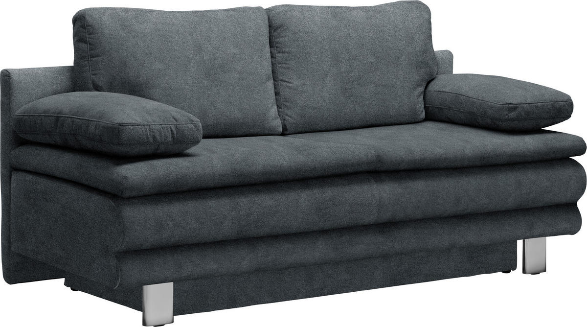 SCHLAFSOFA Webstoff Anthrazit  - Chromfarben/Anthrazit, Design, Textil/Metall (194/96/86cm) - Novel