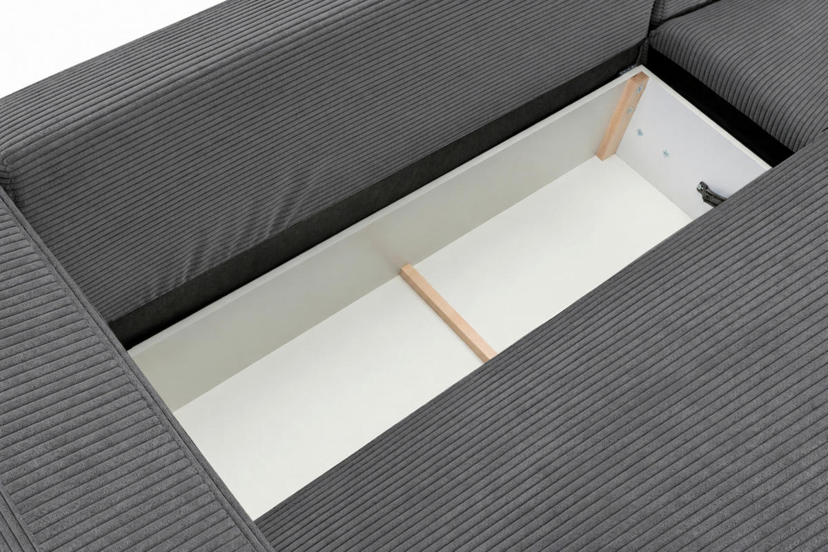 ECKSOFA  Cord Anthrazit  - Anthrazit/Schwarz, Basics, Holz/Holzwerkstoff (284/184cm) - MID.YOU
