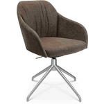 ARMLEHNSTUHL  in Aluminium Velours  - Alufarben/Braun, Design, Textil/Metall (58/81,5-84,5/60cm) - Johann Jakob