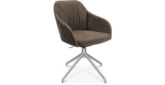 ARMLEHNSTUHL in Aluminium Velours - Alufarben/Braun, Design, Textil/Metall (58/81,5-84,5/60cm) - Johann Jakob