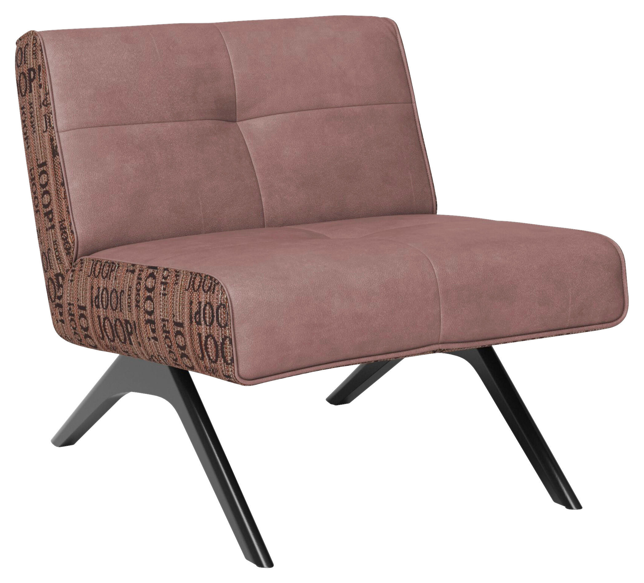 SESSEL in Struktur Echtleder, Kombination Echtleder/Stoff Altrosa  - Schwarz/Altrosa, Design, Leder/Holz (74/72/83cm) - Joop!