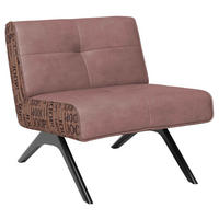 SESSEL in Struktur Echtleder, Kombination Echtleder/Stoff Altrosa  - Schwarz/Altrosa, Design, Leder/Holz (74/72/83cm) - Joop!