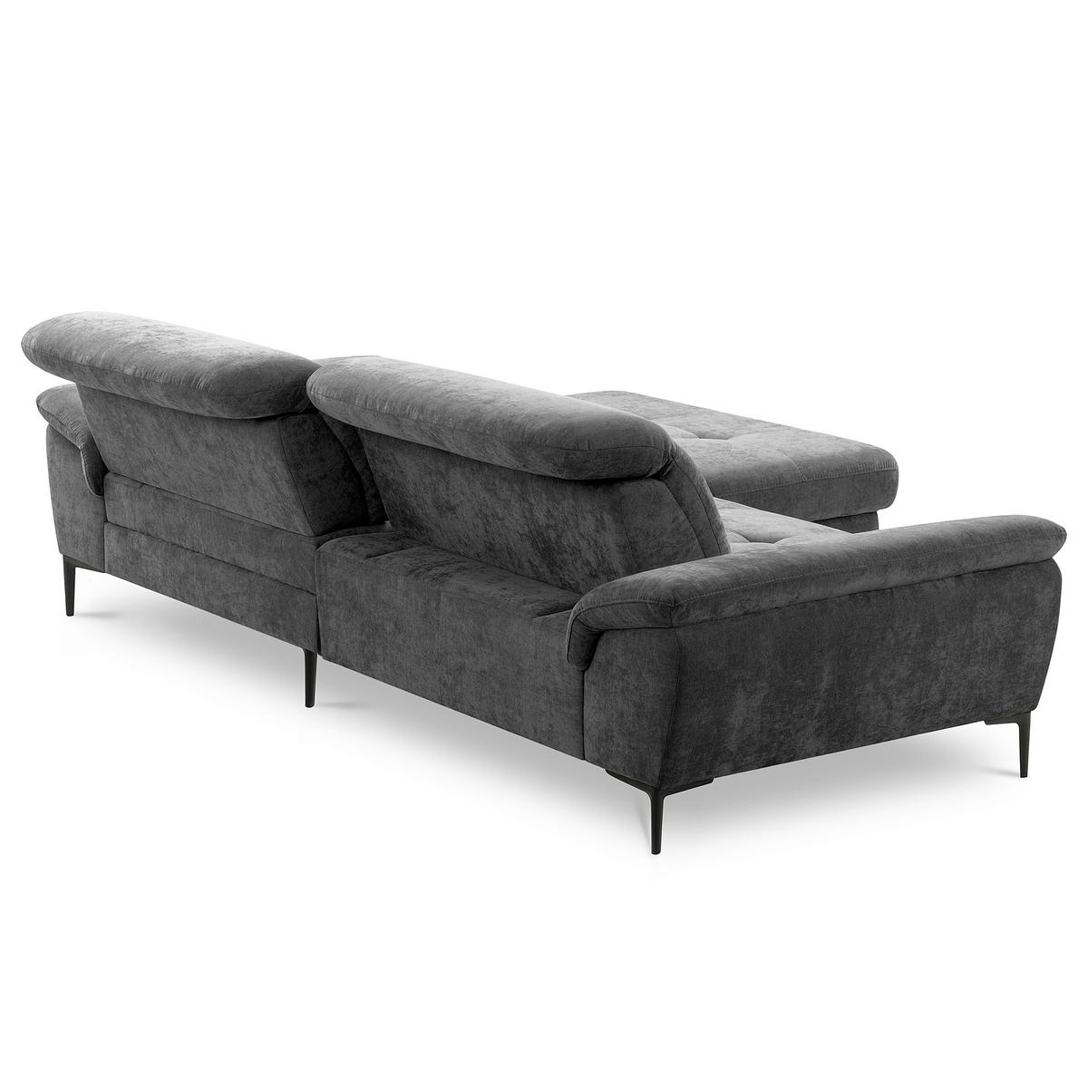 ECKSOFA  Webstoff Schwarz  - Schwarz, Design, Textil/Metall (268/195cm) - Livetastic
