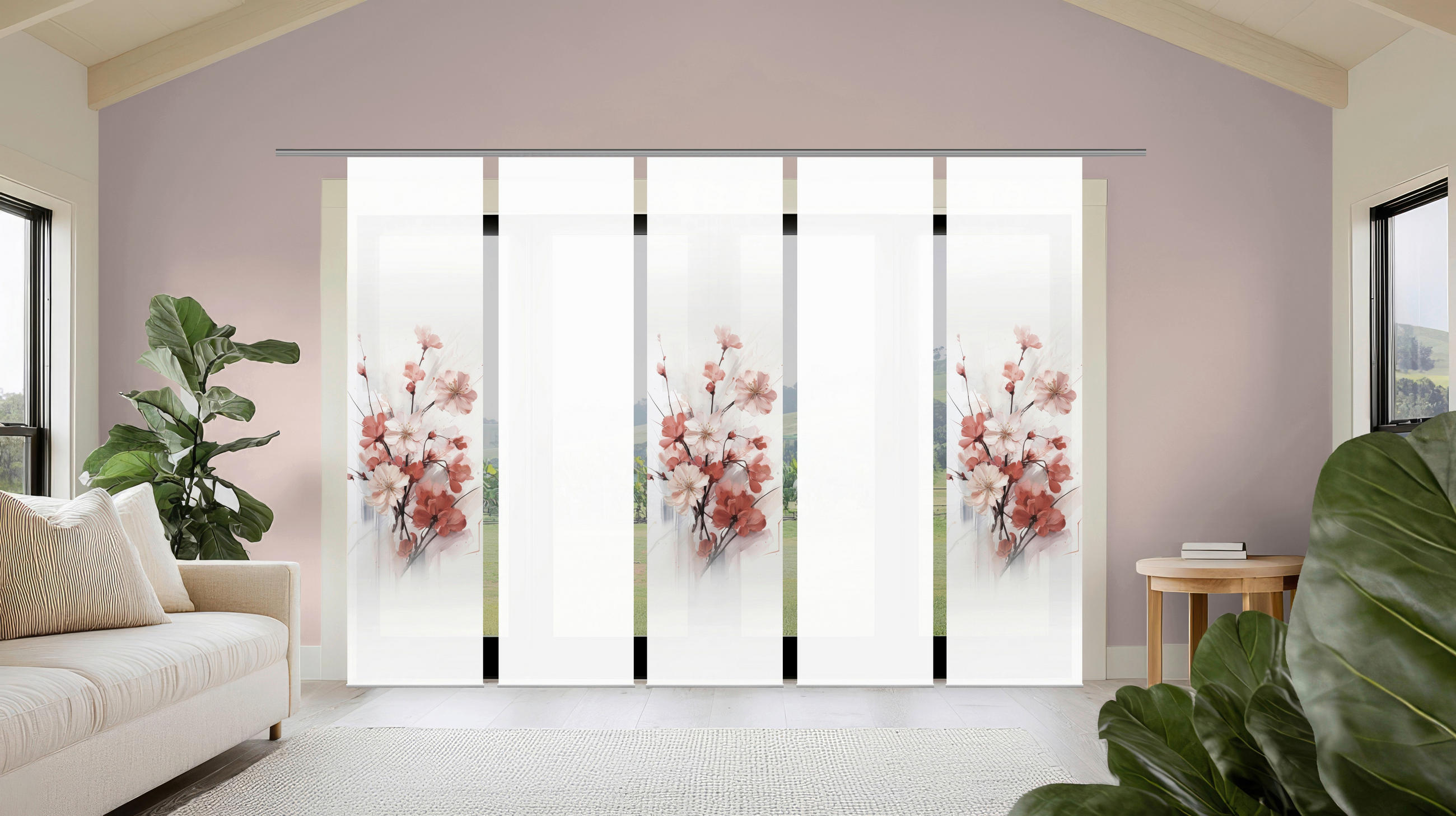 FLÄCHENVORHANG  5 Stück  blickdicht  60/245 cm   - Altrosa/Weiß, Natur, Textil (60/245cm)