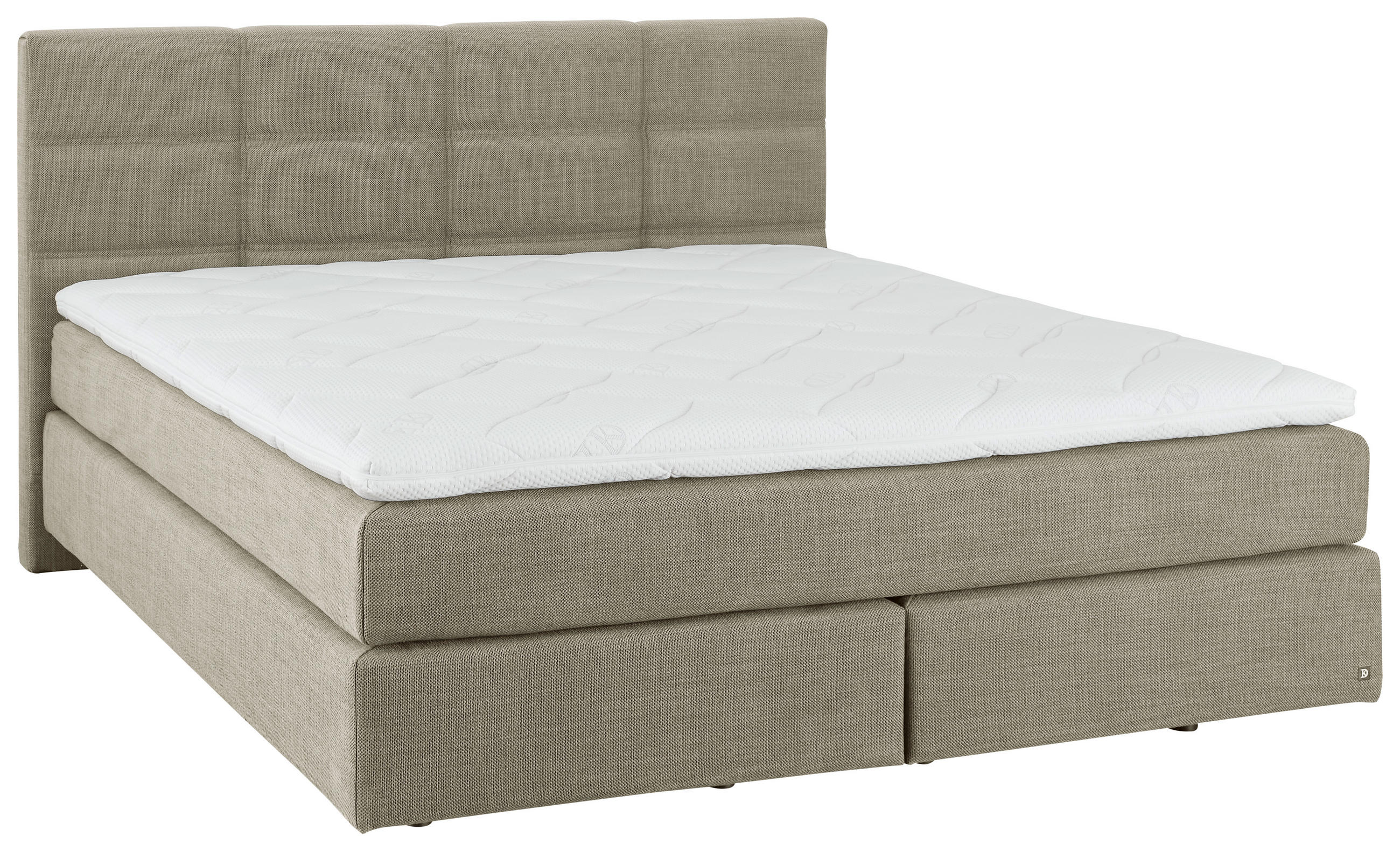 BOXSPRINGBETT 160/200 cm,  in Greige, Topper, Matratzen, unterschiedliche Matratzenhärtegrade je Bettseite, H3 + H4 = fest + sehr fest  - Greige/Schwarz, Design, Kunststoff/Textil (160/200cm) - Dieter Knoll