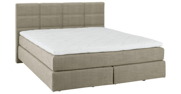 BOXSPRINGBETT 160/200 cm,  in Greige, Topper, Matratzen, H2 + H2 = mittel  - Greige/Schwarz, Design, Kunststoff/Textil (160/200cm) - Dieter Knoll