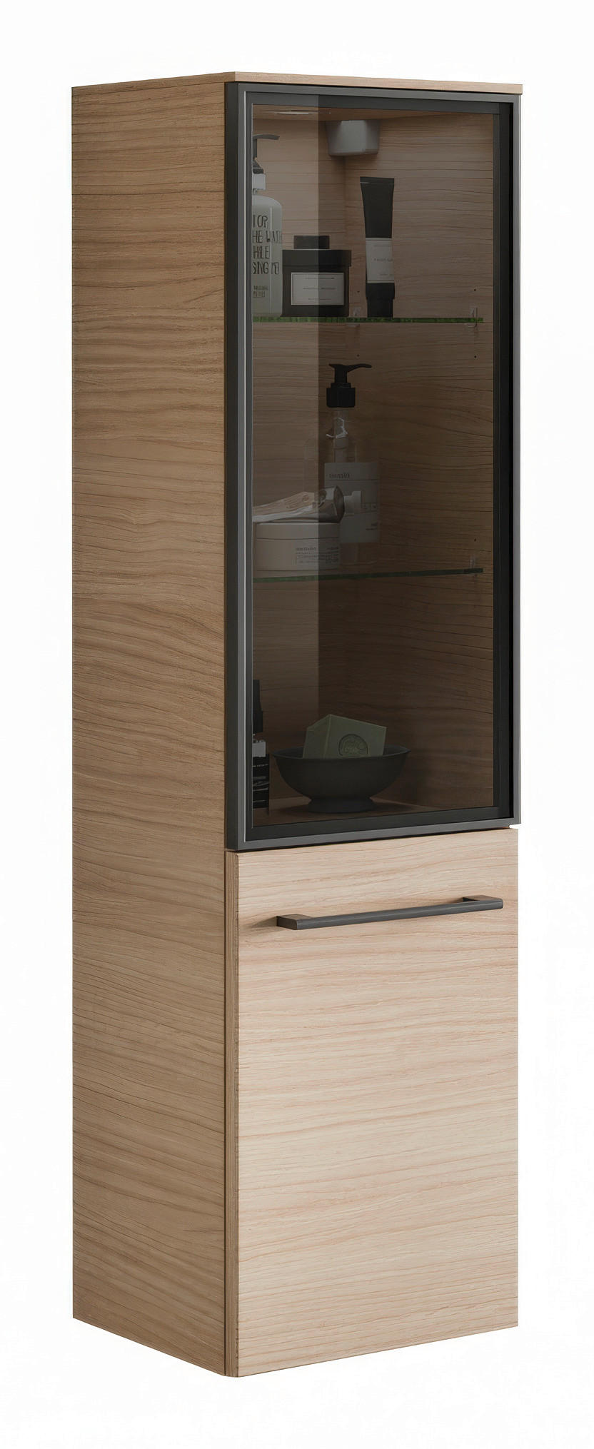 MIDISCHRANK 30/119/30 cm  - Eichefarben/Schwarz, Natur, Glas/Holzwerkstoff (30/119/30cm) - Sadena