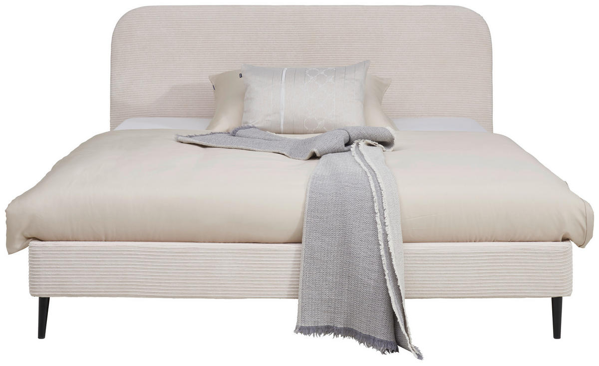 LIT REMBOURRÉ 180/200 cm  in Naturfarben  - Schwarz/Naturfarben, Modern, Holz/Textil (180/200cm) - Livetastic