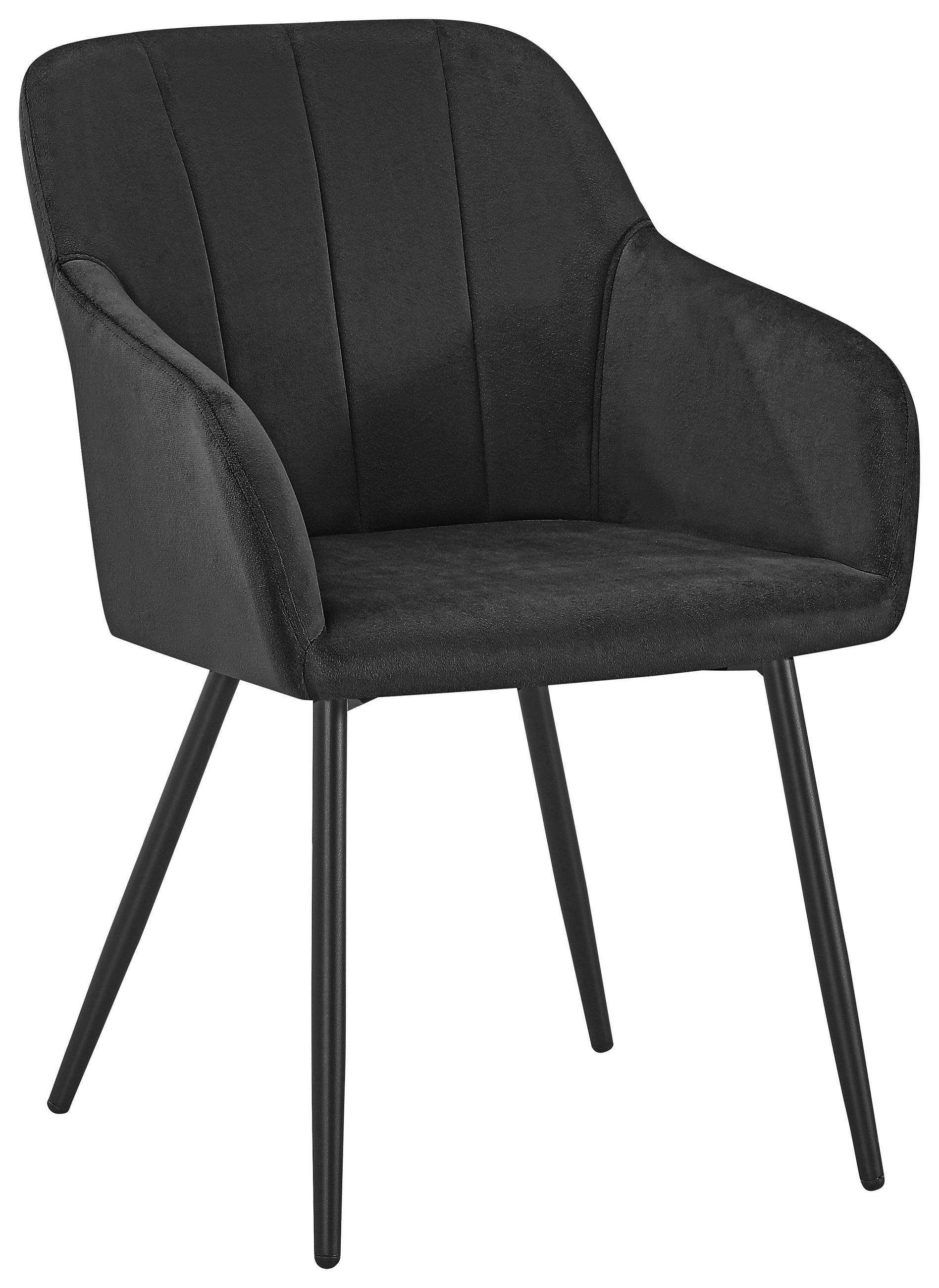 Armlehnstuhl Jenke Samt Schwar Gepolstert