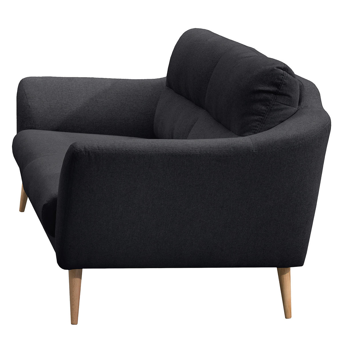 2,5-SITZER Webstoff Anthrazit  - Anthrazit/Buchefarben, Design, Holz/Textil (187/87/88cm) - Livetastic