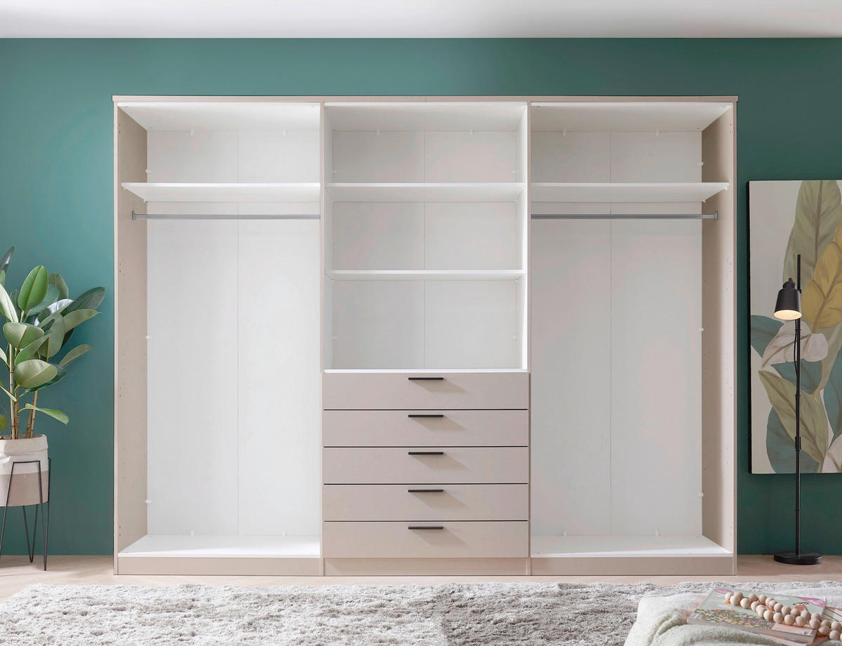 KLEIDERSCHRANK 270/210/52 cm,  in Kaschmir, 6-türig  - Kaschmir/Alufarben, KONVENTIONELL, Holzwerkstoff/Kunststoff (270/210/52cm) - Livetastic