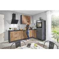 ECKKÜCHE 275/175 cm  in Graphitfarben, Eichefarben  - Eichefarben/Schwarz, Design, Holzwerkstoff/Metall (275/175cm) - Xora