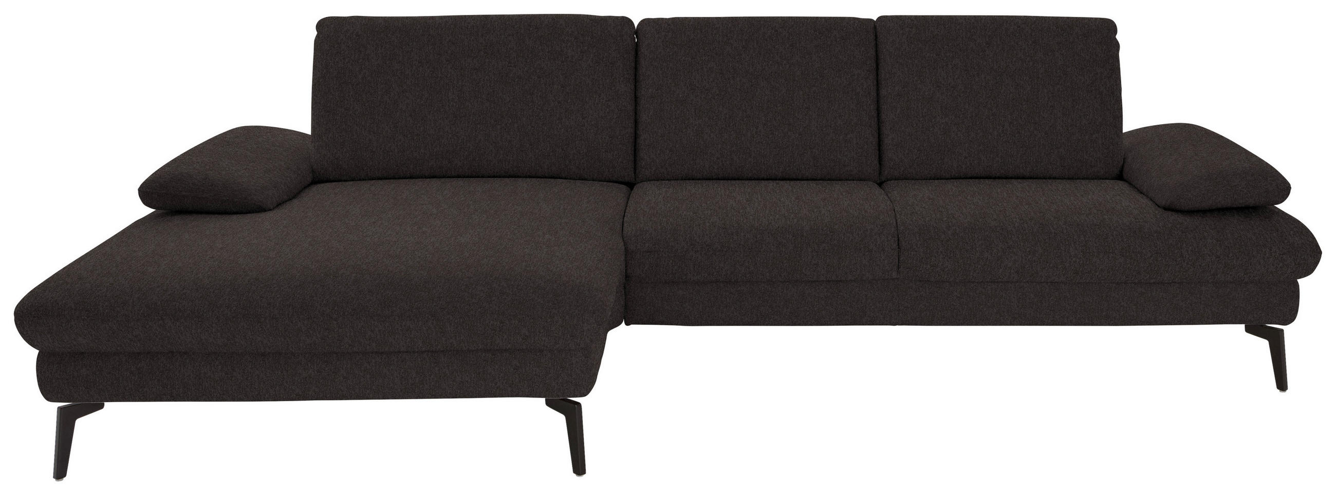 ECKSOFA in Chenille, Mikrofaser Mokka  - Schwarz/Mokka, Design, Textil/Metall (157/299cm) - Dieter Knoll