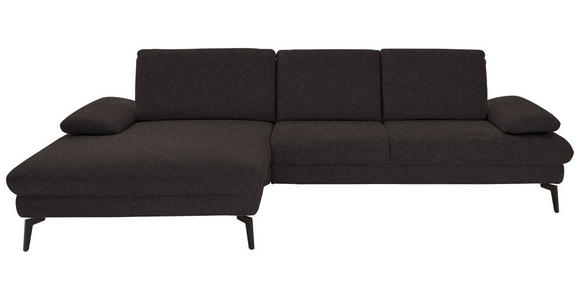 ECKSOFA in Chenille, Mikrofaser Mokka 157/299 cm - Schwarz/Mokka, Design, Textil/Metall (157/299cm) - Dieter Knoll