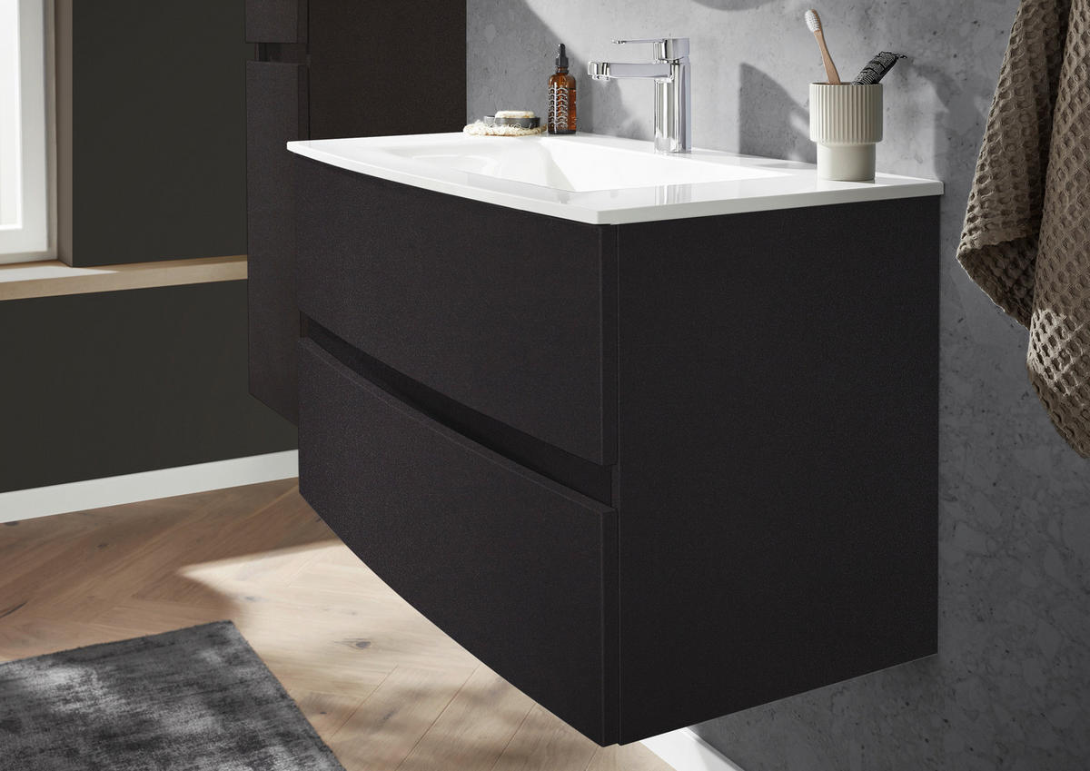 BADEZIMMER  in 121,2 cm  - Dunkelgrau/Weiß, Design, Glas/Holzwerkstoff (121,2cm) - Novel