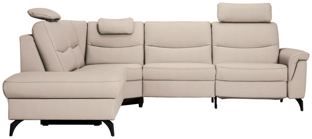 ECKSOFA in Echtleder Creme  249/280 cm  - Anthrazit/Creme, Design, Leder/Metall (249/280cm) - Himolla Komfortklass
