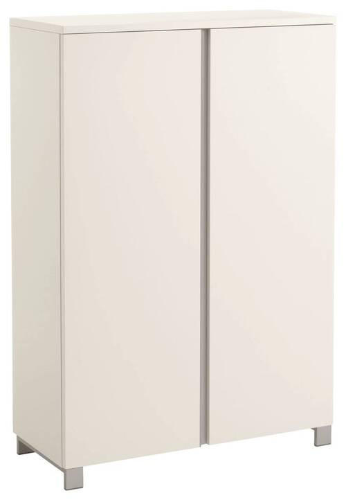 SCHUHSCHRANK Silberfarben, Weiß  - Silberfarben/Weiß, Design, Holzwerkstoff/Metall (84/126/37cm)