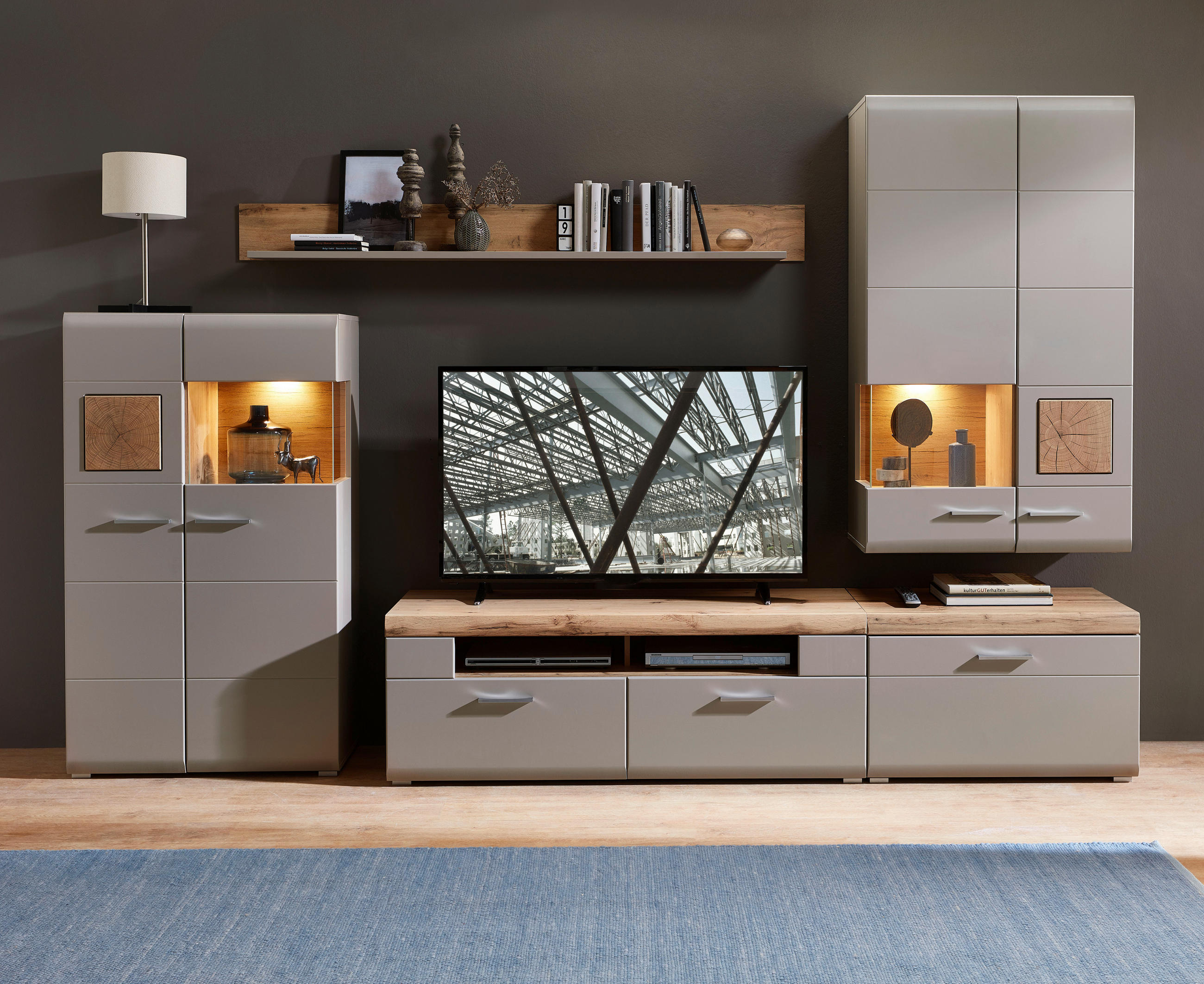 TV-ELEMENT Eichefarben - Chromfarben/Eichefarben, Design, Holzwerkstoff/Kunststoff (80/51/47cm) - Livetastic