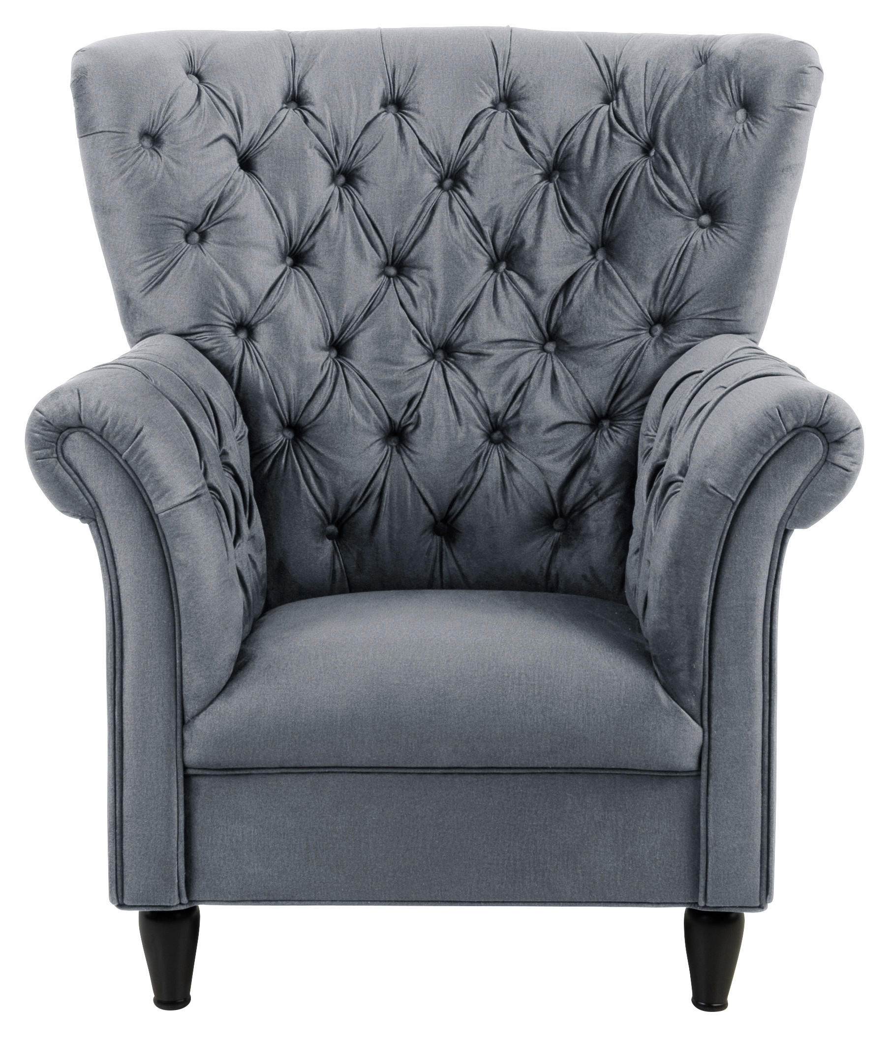 FÜLES FOTEL - fekete/szürke, Design, textil/fa (96/112/86cm) - MID.YOU