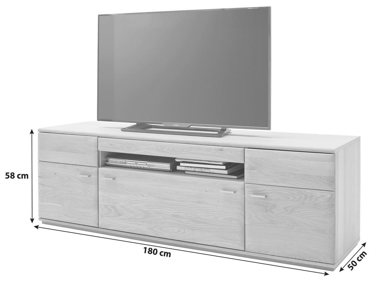 TV-ELEMENT 180/58/50 cm  - Eichefarben/Nickelfarben, Design, Holz/Holzwerkstoff (180/58/50cm) - Livetastic
