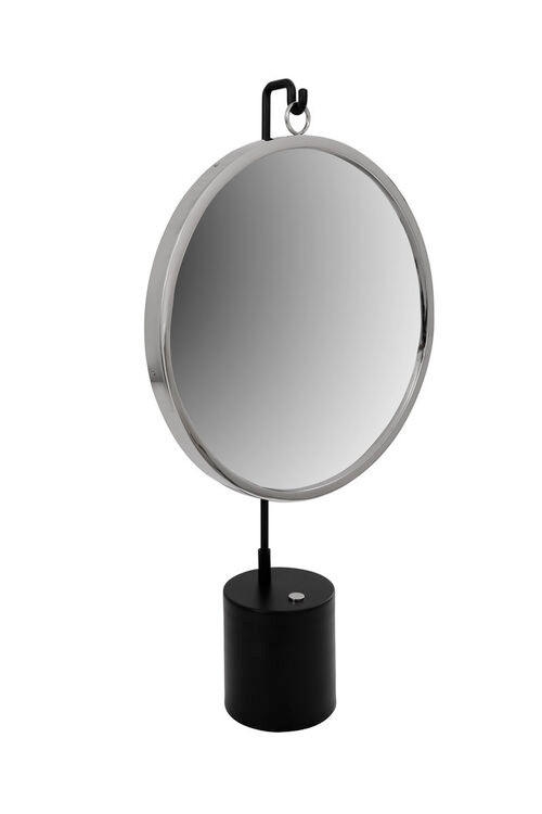 SCHMINKSPIEGEL  - Silberfarben/Schwarz, LIFESTYLE, Glas/Metall (41/75/14cm) - Kayoom
