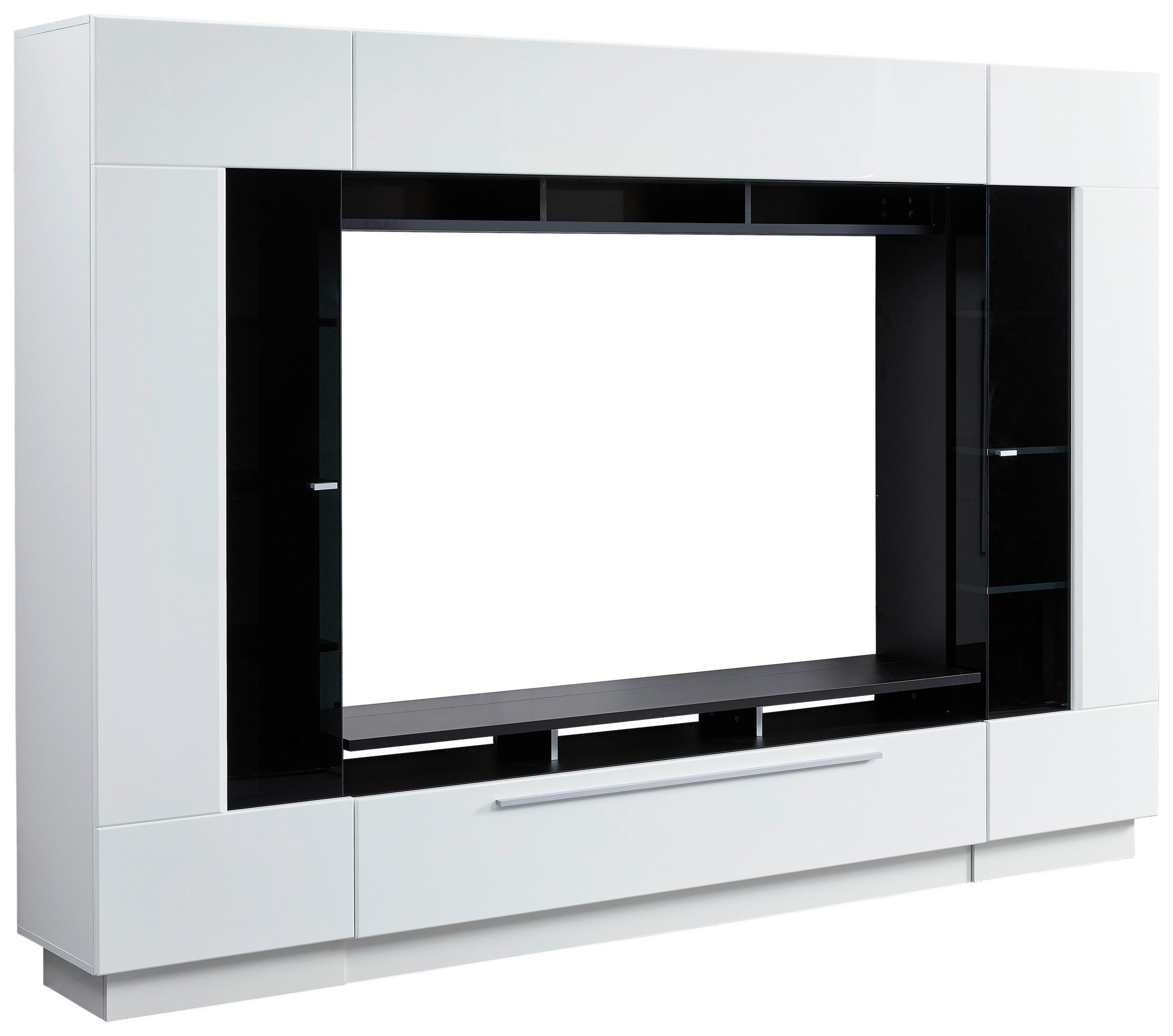 REGAL ZA DNEVNI BORAVAK crna, bijela - bijela/srebrne boje, Konvencionalno, drvni materijal/metal (275/190cm) - Livetastic