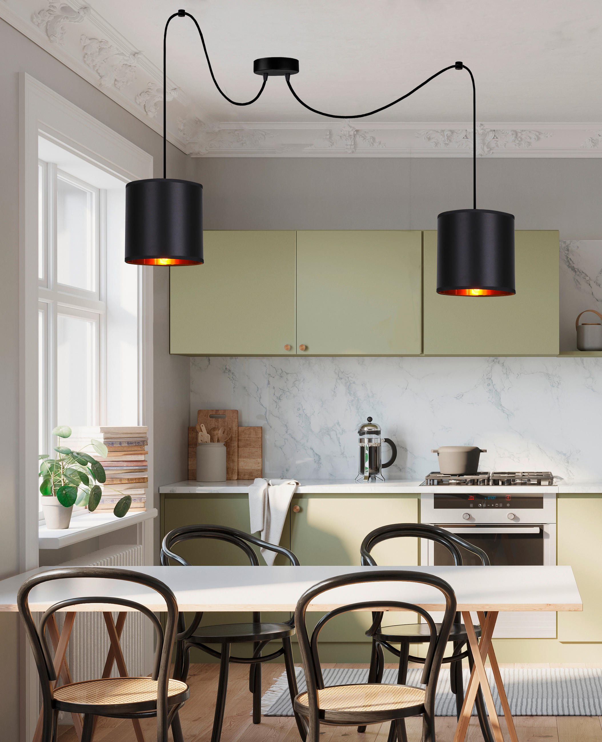 PENDELLEUCHTE Candida 100/100 cm   - Schwarz, Design, Kunststoff/Metall (100/100cm)