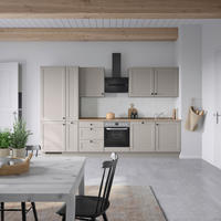 KÜCHENBLOCK 330 cm   in Grau, Eiche dunkel  - Eiche dunkel/Schwarz, MODERN, Holzwerkstoff/Metall (330cm) - Nobilia