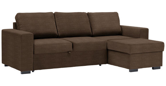 ECKSOFA in Velours Braun  - Schwarz/Braun, Design, Kunststoff/Textil (244/157cm) - Carryhome