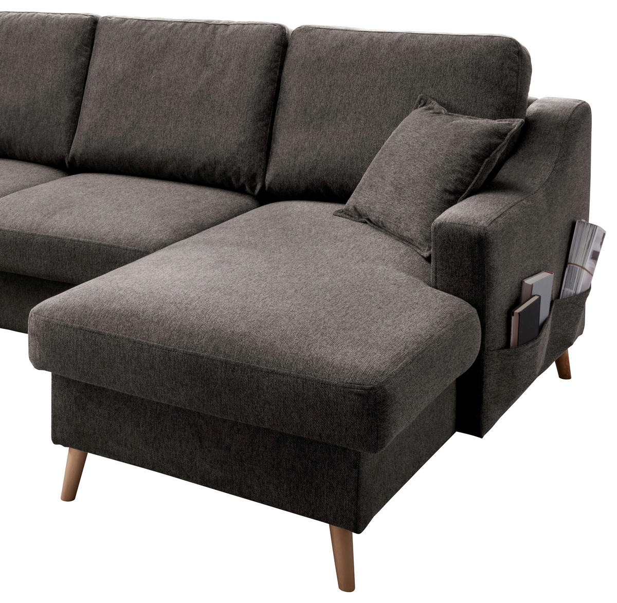 WOHNLANDSCHAFT in Struktur Braun  - Naturfarben/Braun, Konventionell, Holz/Textil (200/301/150cm) - P & B