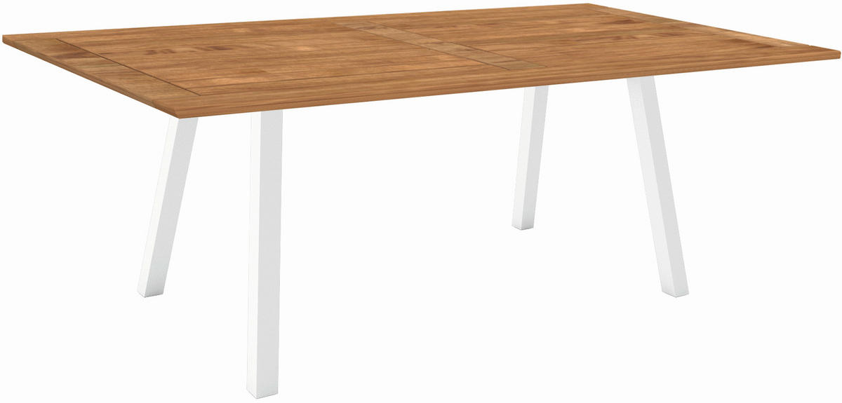 GARTENTISCH 180/100/75 cm  - Weiß/Teakfarben, MODERN, Holz/Metall (180/100/75cm) - Stern