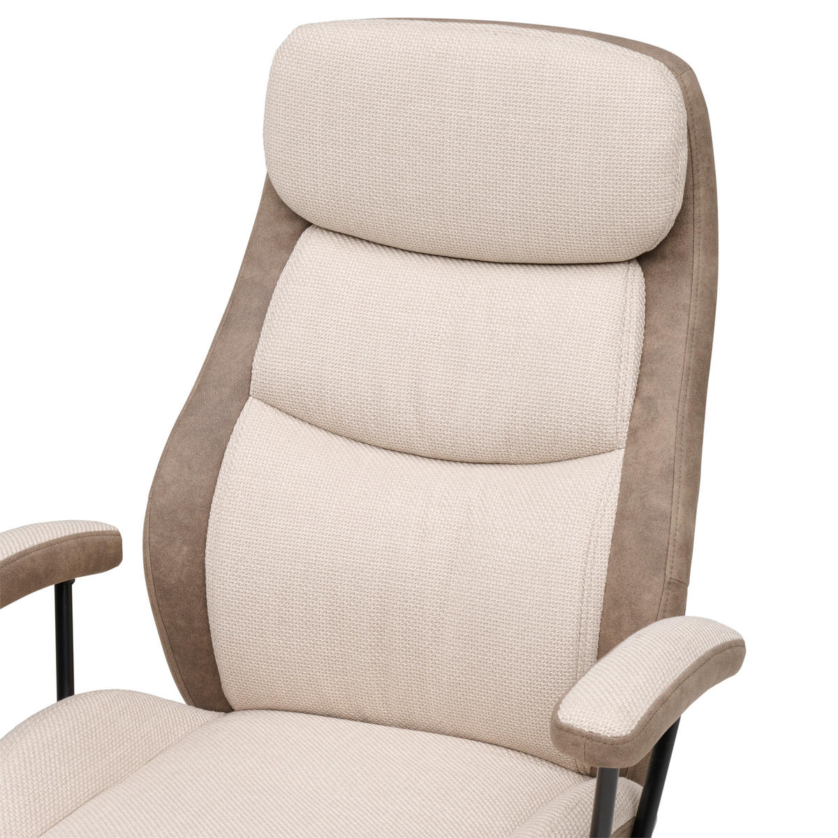 OTOČNÁ STOLIČKA, tkaná textília, béžová - čierna/béžová, Modern, kov/textil (64/103-113/66cm) - MID.YOU