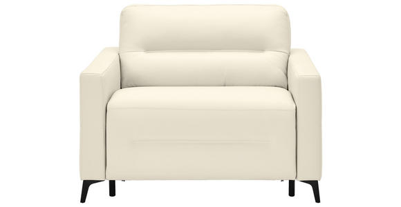 SCHLAFSESSEL Echtleder Creme Liegefunktion Rücken echt  - Creme/Schwarz, Design, Leder/Metall (115/89/97cm) - Novel