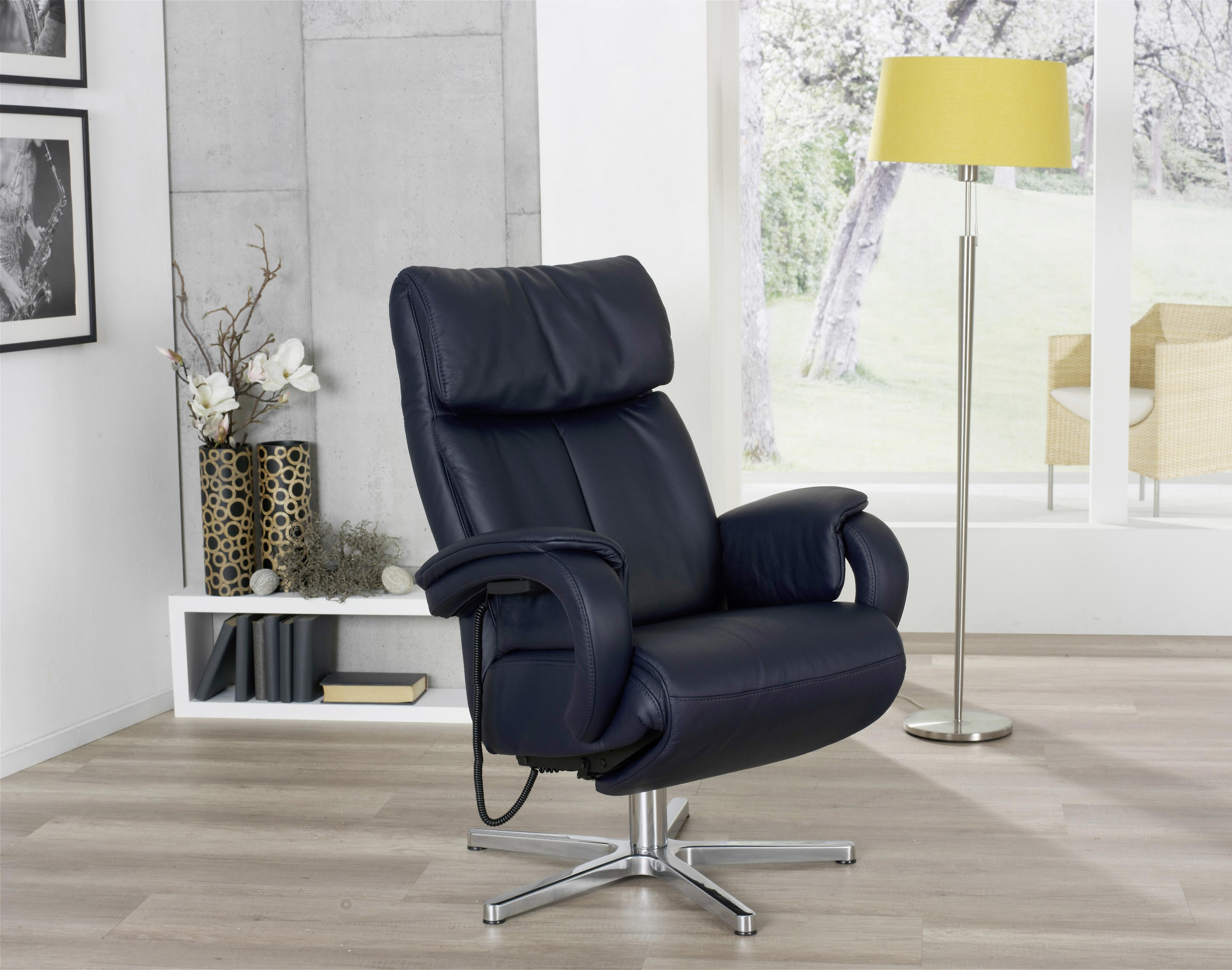RELAXSESSEL in Leder Schwarz  - Chromfarben/Schwarz, Design, Leder/Metall (72/98/85cm) - Himolla
