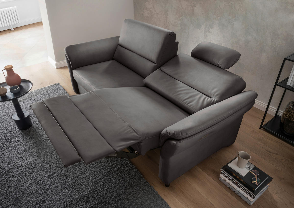 3-SITZER-SOFA in Lederlook Anthrazit  - Anthrazit/Schwarz, Modern, Holz/Textil (192/90/89cm) - Livetastic