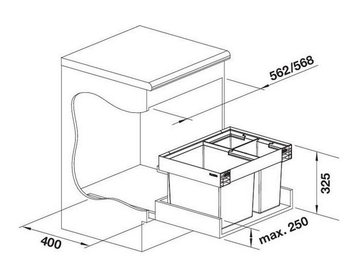 EINBAUABFALLSAMMLER 46 L  - Edelstahlfarben/Anthrazit, Basics, Kunststoff/Metall (55/32,5/40cm) - Blanco