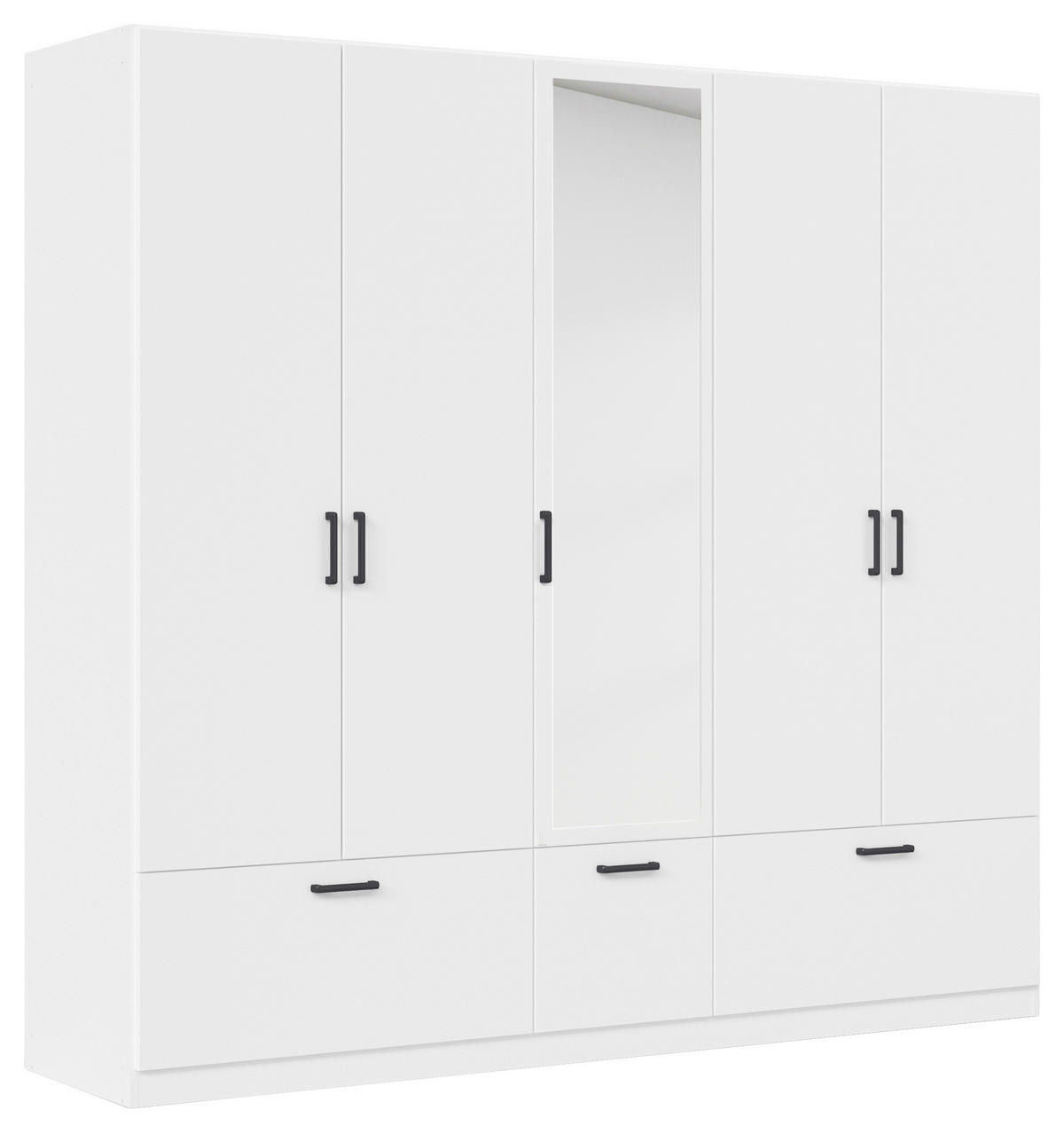 KLEIDERSCHRANK 226/210/54 cm,  in Weiß, 5-türig  - Weiß/Grau, Basics, Holzwerkstoff/Metall (226/210/54cm) - Rauch Möbel