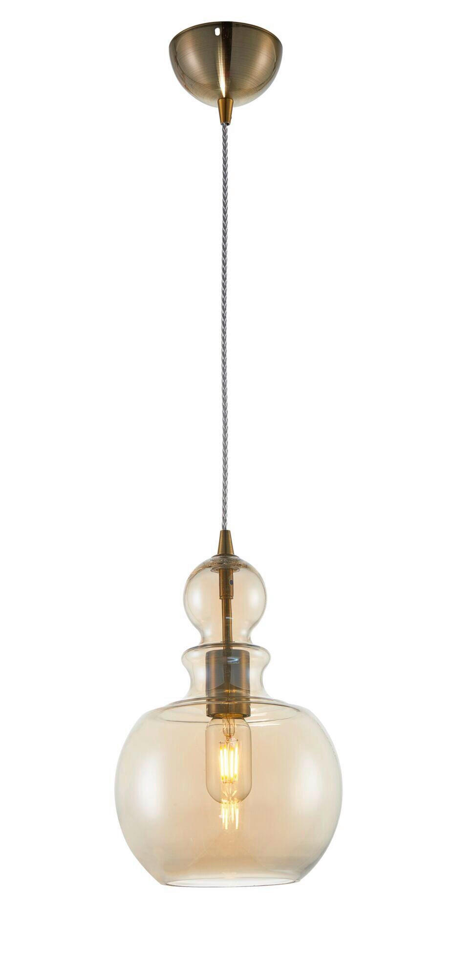 PENDELLEUCHTE 21,5/33,4 cm  - Bernsteinfarben/Bronzefarben, Trend, Glas/Metall (21,5/33,4cm) - MAYTONI