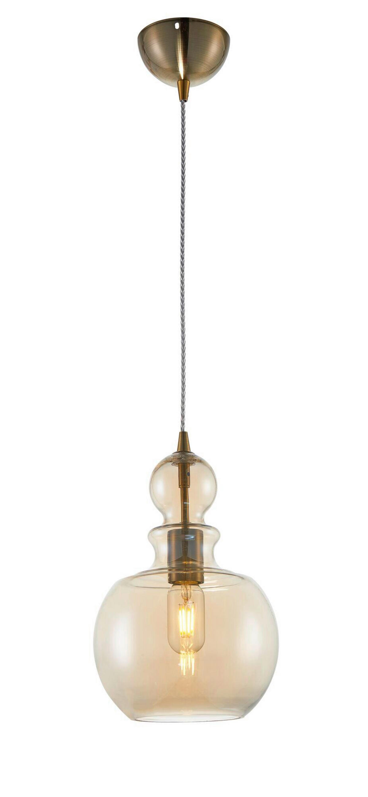 PENDELLEUCHTE 21,5/33,4 cm    - Bernsteinfarben/Bronzefarben, Trend, Glas/Metall (21,5/33,4cm) - MAYTONI