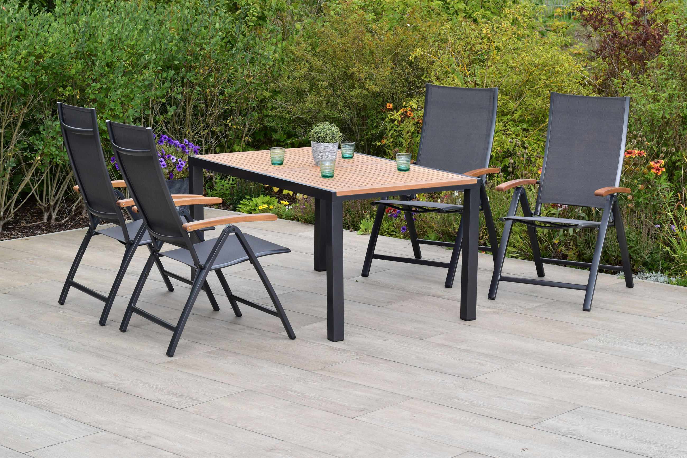 Gardenson GARTENKLAPPSESSEL Graphit, Grau 62cm × 69cm × 109cm