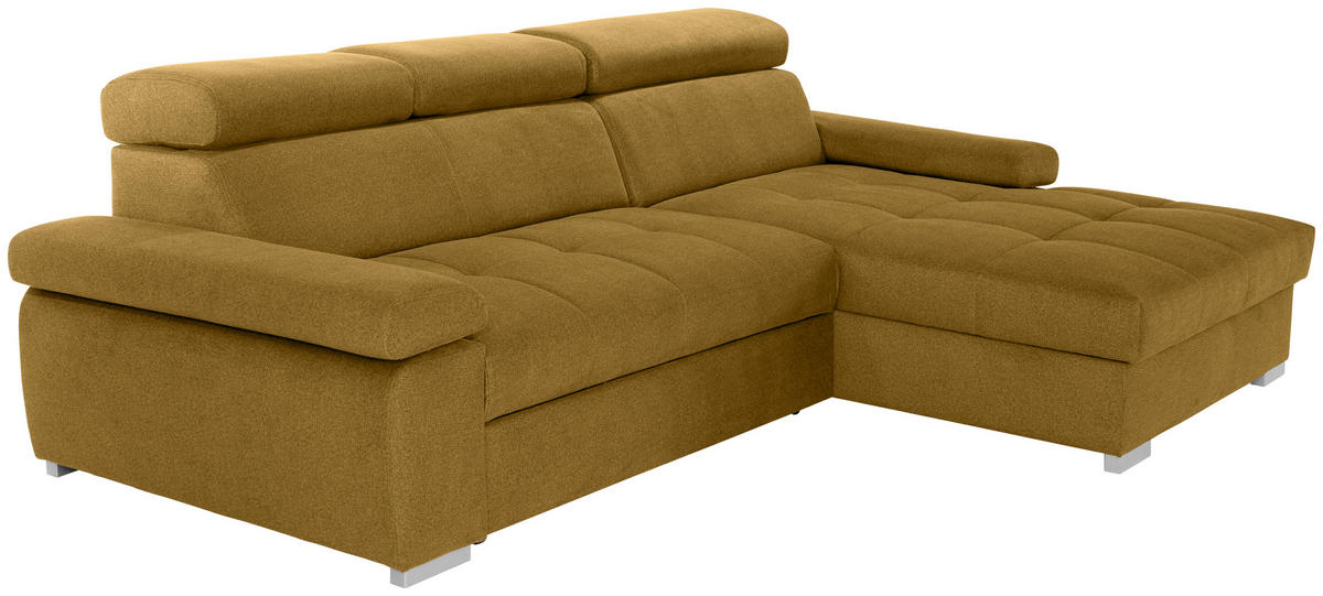 ECKSOFA Ecru Velours  - Ecru/Silberfarben, Design, Holz/Textil (292/183cm) - Livetastic