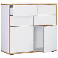 KOMODA   100/74/33 cm   bijela, hrast medunac  - bijela/hrast medunac, Design, drvni materijal/plastika (100/74/33cm) - MID.YOU