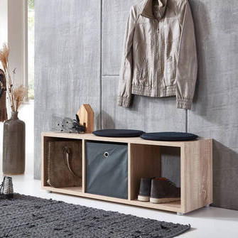 Thumbnail - Mid.you Schuhregal Nizza Typ 12, Sonoma Eiche, Holzwerkstoff, 2 Fächer, 37.5x108.5x33 cm, erweiterbar, stehend, Garderob...