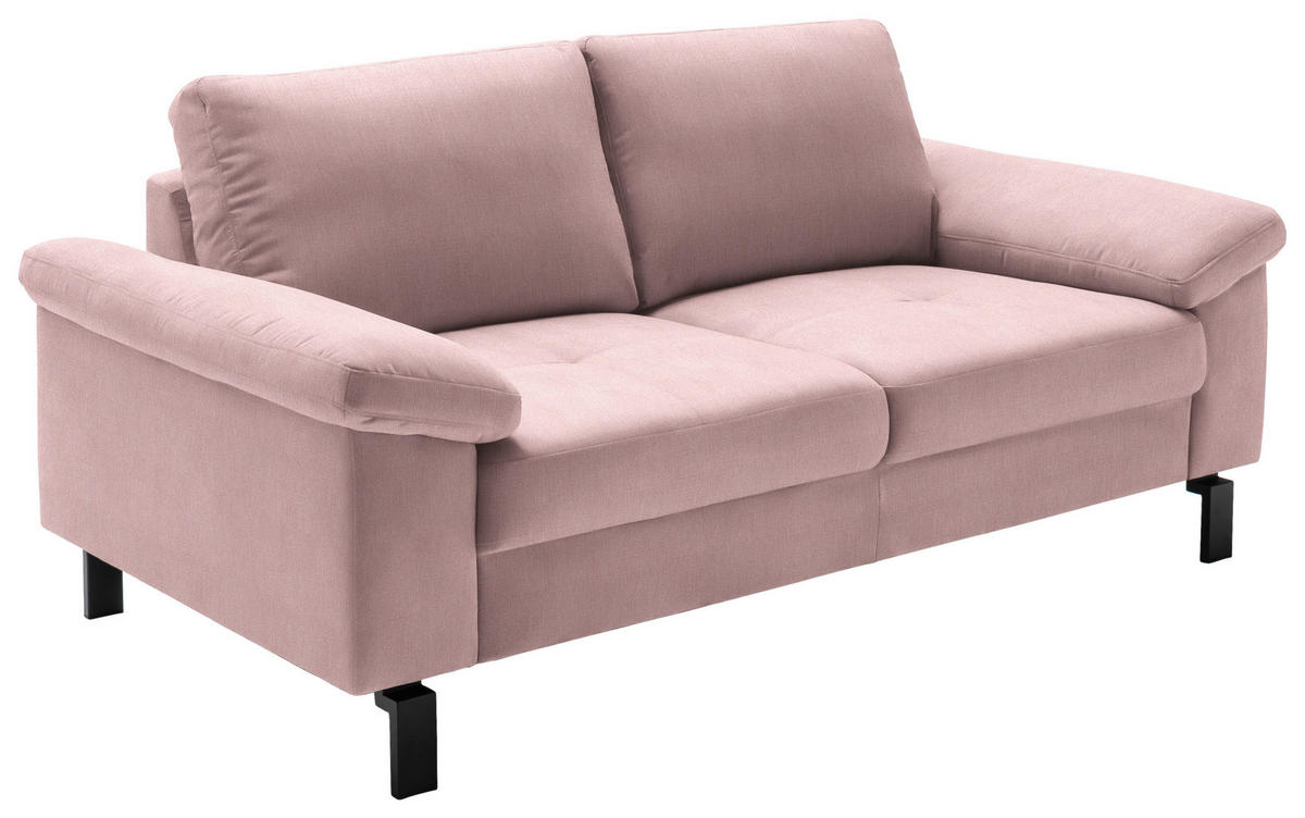 2-SITZER-SOFA in Velours Rosa  - Schwarz/Rosa, Design, Textil/Metall (186/86/97cm) - Pure Home Lifestyle