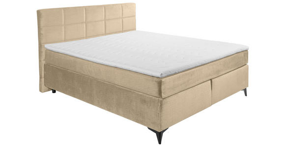 BOXSPRINGBETT 180/200 cm  in Creme  - Creme/Schwarz, Design, Holzwerkstoff/Kunststoff (180/200cm) - Xora